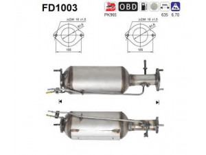 AS FD1003 suodžių / kietųjų dalelių filtras, išmetimo sistema 
 Išmetimo sistema -> Suodžių/dalelių filtras
1420068, 1436992, 1453045, 1460442