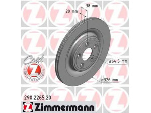 ZIMMERMANN 290.2265.20 stabdžių diskas 
 Stabdžių sistema -> Diskinis stabdys -> Stabdžių diskas
C2C 25339, C2D 26352