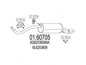 MTS 01.60705 galinis duslintuvas 
 Išmetimo sistema -> Duslintuvas
6L6253609, 6Q6253609AK