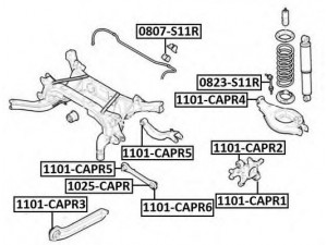 ASVA 1101-CAPR1 valdymo svirties/išilginių svirčių įvorė 
 Ašies montavimas/vairavimo mechanizmas/ratai -> Valdymo svirtis/pasukamosios svirties sujungimas -> Montavimas/sutvirtinimas
98626437, 96 626 433