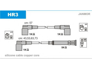 JANMOR HR3 uždegimo laido komplektas 
 Kibirkšties / kaitinamasis uždegimas -> Uždegimo laidai/jungtys