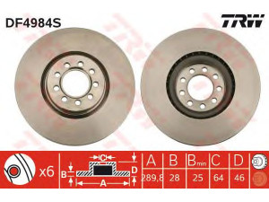 TRW DF4984S stabdžių diskas 
 Dviratė transporto priemonės -> Stabdžių sistema -> Stabdžių diskai / priedai
2996121, 504121612