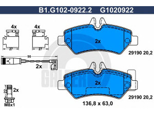 GALFER B1.G102-0922.2 stabdžių trinkelių rinkinys, diskinis stabdys 
 Techninės priežiūros dalys -> Papildomas remontas
004 420 69 20