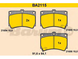 BARUM BA2115 stabdžių trinkelių rinkinys, diskinis stabdys 
 Techninės priežiūros dalys -> Papildomas remontas
B455-33-292, B4Y6-33-23Z, B4Y6-33-23ZA