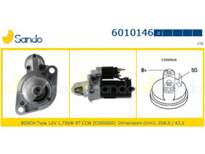 SANDO 6010146.0 starteris 
 Elektros įranga -> Starterio sistema -> Starteris
068911023M, 068911023MX