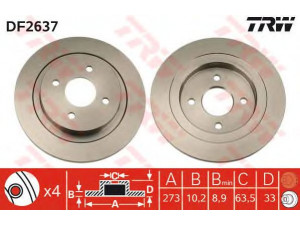 TRW DF2637 stabdžių diskas 
 Dviratė transporto priemonės -> Stabdžių sistema -> Stabdžių diskai / priedai
1637534, 5022667, V86BX2A315AA