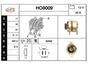 SNRA HO8009 kintamosios srovės generatorius
31100657024, 31100PA1014, A1T25571