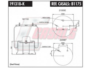 CASALS B1175 dėklas, pneumatinė pakaba 
 Pakaba -> Pneumatinė pakaba
91619011, 128147102, 1006553, 2211401