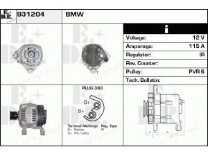 EDR 931204 kintamosios srovės generatorius 
 Elektros įranga -> Kint. sr. generatorius/dalys -> Kintamosios srovės generatorius
12311405902, 12311405918