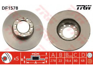 TRW DF1578 stabdžių diskas 
 Dviratė transporto priemonės -> Stabdžių sistema -> Stabdžių diskai / priedai
1264200005, 1264200172, 1264210012