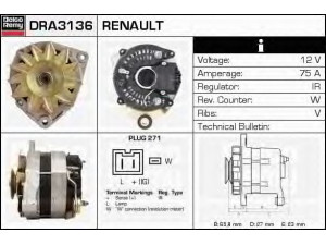 DELCO REMY DRA3136 kintamosios srovės generatorius 
 Elektros įranga -> Kint. sr. generatorius/dalys -> Kintamosios srovės generatorius
541554, 7701499435, 7701710373