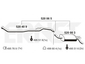 ERNST 520065 galinis duslintuvas 
 Išmetimo sistema -> Duslintuvas
77 00 416 501, 77 00 432 250, 77 00 821 226