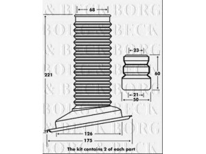 BORG & BECK BPK7103 apsauginio dangtelio komplektas, amortizatorius