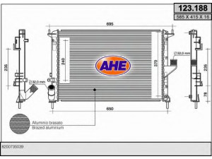 AHE 123.188 radiatorius, variklio aušinimas 
 Aušinimo sistema -> Radiatorius/alyvos aušintuvas -> Radiatorius/dalys
8200735039
