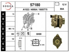 EAI 57180 kintamosios srovės generatorius 
 Elektros įranga -> Kint. sr. generatorius/dalys -> Kintamosios srovės generatorius
31100PWA004, AHGA526, A5TB0091