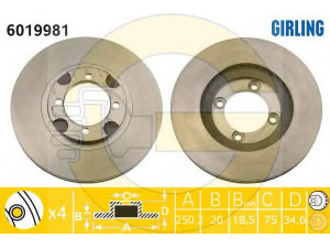 GIRLING 6019981 stabdžių diskas 
 Stabdžių sistema -> Diskinis stabdys -> Stabdžių diskas
G09133251, G09133251A, G09133251B