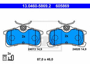 ATE 13.0460-5869.2 stabdžių trinkelių rinkinys, diskinis stabdys 
 Techninės priežiūros dalys -> Papildomas remontas
04466-02010, 04466-02060