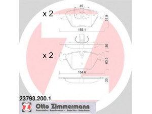 ZIMMERMANN 23793.200.1 stabdžių trinkelių rinkinys, diskinis stabdys 
 Techninės priežiūros dalys -> Papildomas remontas
34 11 6 763 617, 34 11 6 763 618