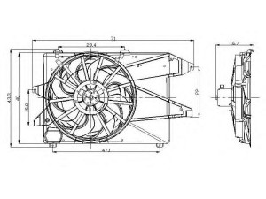 NRF 47002 ventiliatorius, radiatoriaus 
 Aušinimo sistema -> Oro aušinimas
1020755, 1020756, 1074639, 1074641