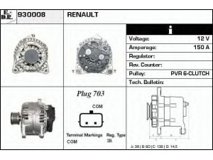 EDR 930008 kintamosios srovės generatorius 
 Elektros įranga -> Kint. sr. generatorius/dalys -> Kintamosios srovės generatorius
8200390676, 8200660034