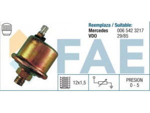 FAE 14070 siuntimo blokas, alyvos slėgis 
 Variklis -> Variklio elektra
006 542 32 17