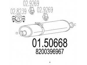 MTS 01.50668 vidurinis duslintuvas 
 Išmetimo sistema -> Duslintuvas
8200396967