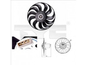 TYC 837-0012 ventiliatorius, radiatoriaus 
 Aušinimo sistema -> Oro aušinimas
1H0959455J, 1H0959455L, 1H0959455M