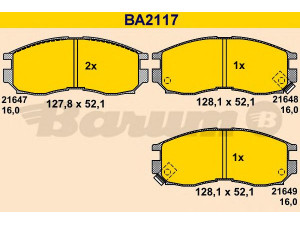 BARUM BA2117 stabdžių trinkelių rinkinys, diskinis stabdys 
 Techninės priežiūros dalys -> Papildomas remontas
MB699174, MB699266, MB858375, MB858583
