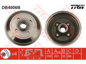 TRW DB4006B stabdžių būgnas 
 Stabdžių sistema -> Būgninis stabdys -> Stabdžių būgnas
418117, 90007526, 90135504, 90007526