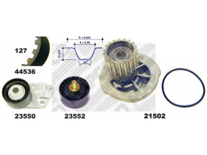 MAPCO 41536/1 vandens siurblio ir paskirstymo diržo komplektas 
 Aušinimo sistema -> Vandens siurblys/tarpiklis -> Vandens siurblys