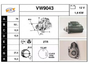 SNRA VW9043 starteris 
 Elektros įranga -> Starterio sistema -> Starteris
1059564, 97VW11000AA