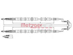 METZGER 11.5863 trosas, stovėjimo stabdys 
 Stabdžių sistema -> Valdymo svirtys/trosai
522007, 522528