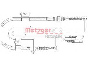 METZGER 17.0332 trosas, stovėjimo stabdys 
 Stabdžių sistema -> Valdymo svirtys/trosai
1954194, 1961866, 365300F000, 365300F001