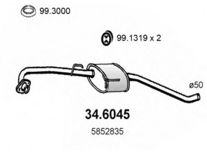 ASSO 34.6045 vidurinis duslintuvas 
 Išmetimo sistema -> Duslintuvas
5852359, 5852360, 5852835, 852158