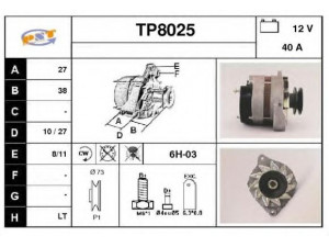 SNRA TP8025 kintamosios srovės generatorius 
 Elektros įranga -> Kint. sr. generatorius/dalys -> Kintamosios srovės generatorius
