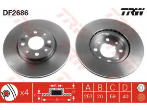 TRW DF2686 stabdžių diskas 
 Dviratė transporto priemonės -> Stabdžių sistema -> Stabdžių diskai / priedai
0060806137, 0060810076, 0060811256
