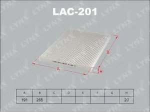 LYNXauto LAC-201 filtras, salono oras 
 Techninės priežiūros dalys -> Techninės priežiūros intervalai
27277-1VA0A, 27277-EN000, 27277-EN025