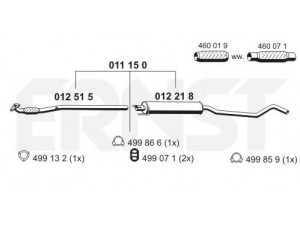 ERNST 011150 vidurinis duslintuvas 
 Išmetimo sistema -> Duslintuvas
58 52 127, 58 52 277, 58 52 483