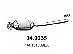 ASSO 04.0035 katalizatoriaus keitiklis 
 Išmetimo sistema -> Katalizatoriaus keitiklis
4A0131089CX, 4A0131089EX, 4A0131702AK
