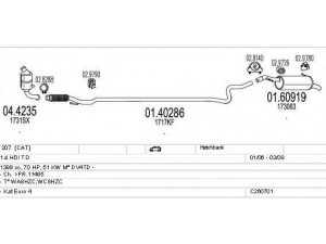 MTS C260701010615 išmetimo sistema 
 Išmetimo sistema -> Išmetimo sistema, visa