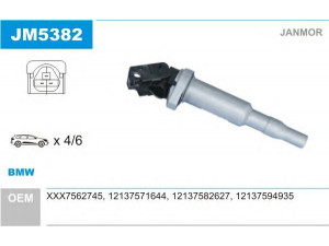 JANMOR JM5382 ritė, uždegimas 
 Kibirkšties / kaitinamasis uždegimas -> Uždegimo ritė
12137571644, 12137582627, 12137594935