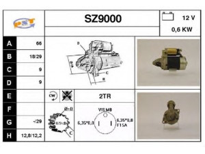 SNRA SZ9000 starteris 
 Elektros įranga -> Starterio sistema -> Starteris
M2T30481, M2T30581, M2T30586, M2T41586