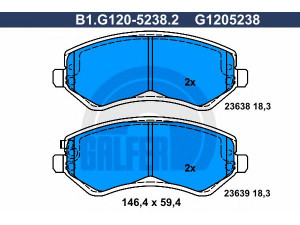 GALFER B1.G120-5238.2 stabdžių trinkelių rinkinys, diskinis stabdys 
 Techninės priežiūros dalys -> Papildomas remontas
0 5066 427AA, 5066 427AA, 0 5066 427AA