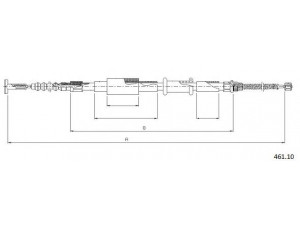 CABOR 461.10 trosas, stovėjimo stabdys 
 Stabdžių sistema -> Valdymo svirtys/trosai
46465194, 46468155, 46737015, 7791231