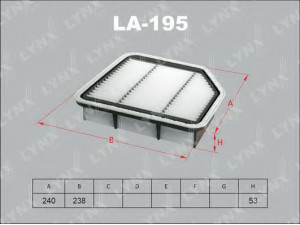 LYNXauto LA-195 oro filtras 
 Techninės priežiūros dalys -> Techninės priežiūros intervalai
AY120-TY077, 17801-31110, 17801-31110-79