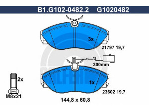 GALFER B1.G102-0482.2 stabdžių trinkelių rinkinys, diskinis stabdys 
 Techninės priežiūros dalys -> Papildomas remontas
4252 26, 4254 55, 77362235, 9948626