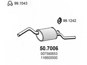 ASSO 50.7006 galinis duslintuvas 
 Išmetimo sistema -> Duslintuvas
007590653, 007590654, 007590660B