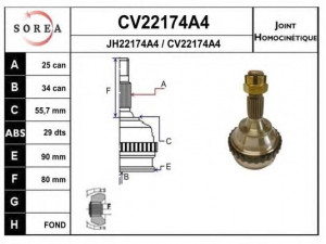 EAI CV22174A4K jungčių komplektas, kardaninis velenas 
 Ratų pavara -> Sujungimai/komplektas