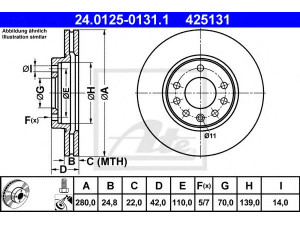 ATE 24.0125-0131.1 stabdžių diskas 
 Dviratė transporto priemonės -> Stabdžių sistema -> Stabdžių diskai / priedai
5 69 060, 5 69 066, 9117678, 93197592