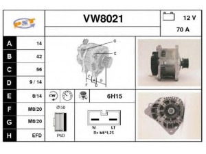 SNRA VW8021 kintamosios srovės generatorius 
 Elektros įranga -> Kint. sr. generatorius/dalys -> Kintamosios srovės generatorius
6K0903028